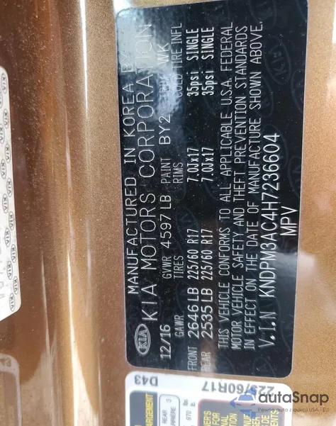 2017 Kia Sportage Lx from USA, damaged, VIN KNDPM3AC4H7236604